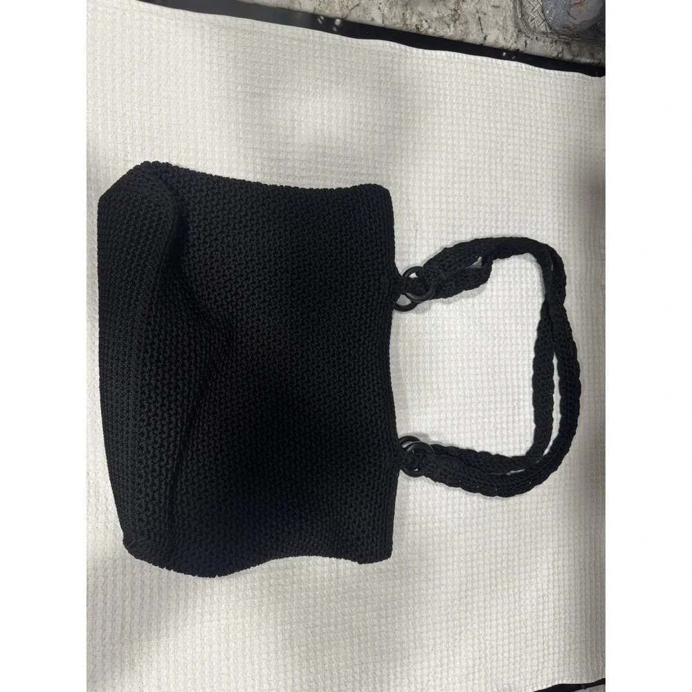 The Sak Original Black Crochet Knit Shoulder Bag Purse